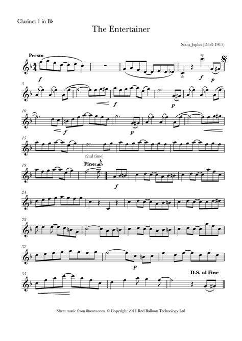 The Entertainer By Scott Joplin, Clarinet Duet